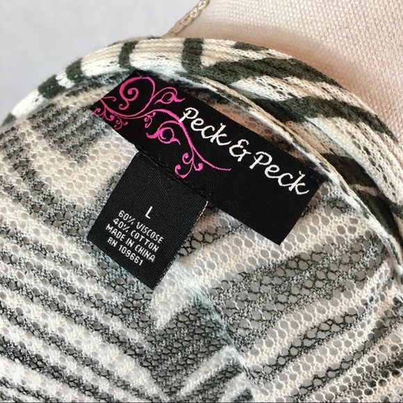 Peck & Peck Charcoal Gray Zebra Stripe Duster Sz L - Picture 8 of 8